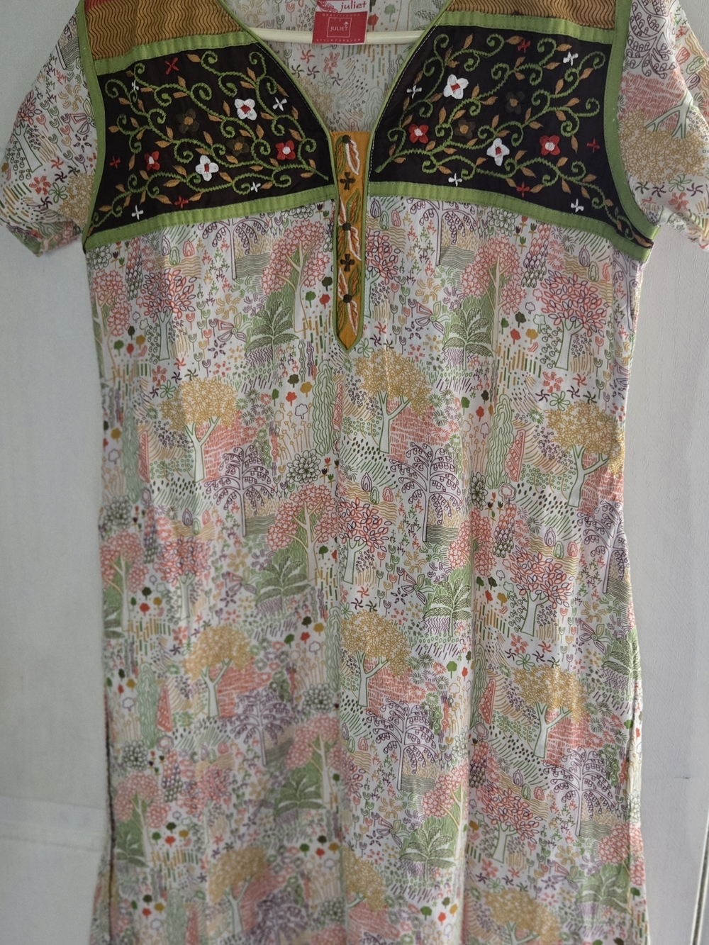 Boho Embroidered Blouse 2X | Cottagecore Folk Tunic Top | Colorful Floral Yoke